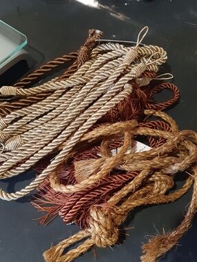 Decorative Curtain Tiebacks and Tassels in Gold, Brown, and Tan